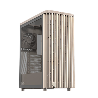 95% new asus proart pa401 oatmeal white glass version chassis strong heat dissipation/wooden front air grille/tool-free disassembly/power button lock