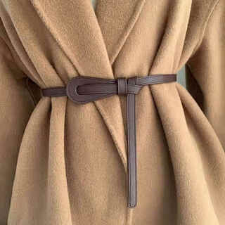 Pueine coat belt women's decorative brown wool coat with decorative waistband knotted belt beige black style 5 camel-leather strap 110cm