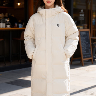 Mlb official long warm men's and women's jacket 26 spring new water-repellent down jacket 3adjb2356 new york yankees/dark cream 2xl 185/104a
