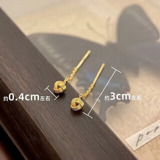 Kzd old phoenix simple ruyi ear wire spring and summer niche light luxury texture versatile exquisite sweet ear pair of golden ruyi knot ear wire