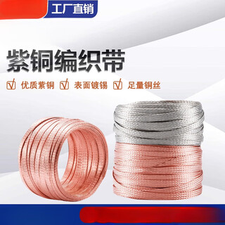 国标铜编织带接地线6/10/25/35平方镀锡紫铜软铜线裸铜扁铜线网 紫铜编织带[25平方国标-1米]