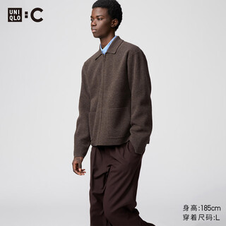 Uniqlo cooperation model/men's and women's knitted zipper jacket/coat jacket 25 autumn and winter new style 481242 35 light brown l /175/100a
