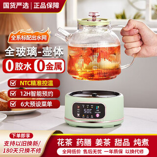 Health pot all-glass stewing integrated kettle office mini tea maker 2025 new flower teapot turquoise 1.5l no tea leak/12h constant temperature