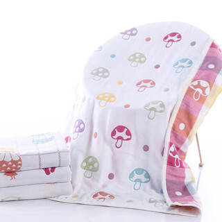 Mufan (mufan) towel quilt pure cotton 6-layer gauze baby blanket type a newborn child baby air conditioning quilt student nap blanket colorful mushroom 180*220cm
