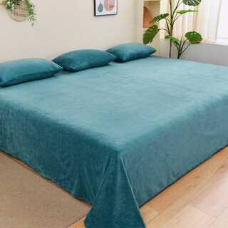 Cheng baobao's winter milk velvet sheets are enlarged, widened and lengthened, and the kang single bed blanket is extra large, 3-meter tatami kang cover, peacock blue, sheet + pillowcase pair, 350cm*245cm