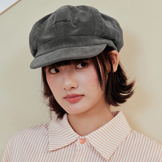 Mmlg british bailey hat 2025 new retro washed duck bill octagonal hat korean versatile face-showing little couple hat black gray one size