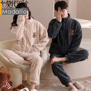 Modal 2 set price couple pajamas autumn and winter style coral velvet 2025 new flannel thickened velvet warm home clothes mx6613 couple set 2xl female + male xxl