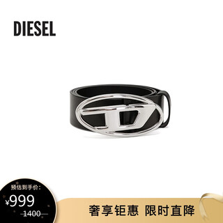 Diesel unisex silver logo leather belt 70 black valentine's day gift for boyfriend or girlfriend