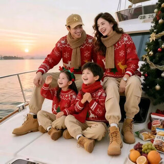 Wonst thickened christmas elk red sweater parent-child wear new lazy style outer wear loose set for a family of three or four 26 top sweater 165 adult s