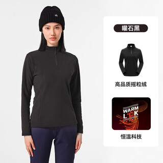 Pelliot cycling jersey men's outdoor sports half turtle collar fleece jacket windproof cycling top jacket liner women - obsidian black constant temperature technology) s