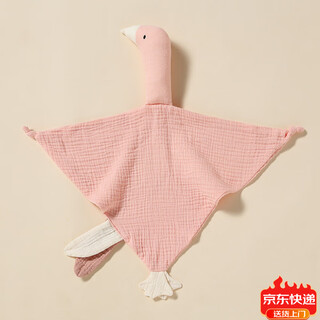 Jingmengyuan crumpled cloth comfort napkin baby can bite the doll sleep baby to sleep pure cotton gauze little swan hand puppet light pink (goose) 1 pack