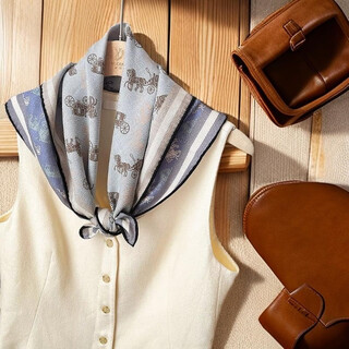 Limited time offer, double-sided blue pony scarf, autumn and winter temperament, haze blue, fashionable and versatile square scarf, classic-grey blue pony scarf