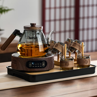Yipot tea brewing teapot tea brewing appliance tea brewing stove with tea tray teapot health tea making household electric ceramic stove complete tea set set ash 10-piece set 1500 watt tea brewing set