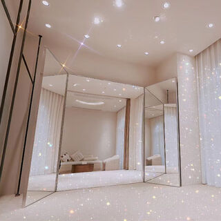 Yusenyi three-fold mirror, ultra-white slimming mirror, full-length mirror, three-sided folding dressing mirror, extra large bridal shop fitting mirror, room 220*160cm + both sides 220*100cm, others no