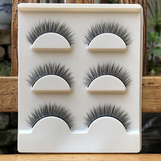 Hanbel 3d false eyelashes natural nude makeup sharpened internet celebrity upper eye hair curled thick short style plain false eyelashes eyelash simulation c-04 (thick point) 3 pairs - free small glue
