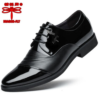 R red dragonfly red dragonfly genuine leather men's leather shoes new british business formal height leather shoes casual non-slip wedding shoes flat heel black 38