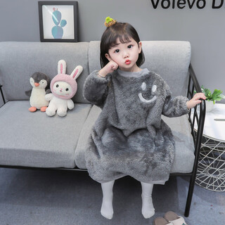 Aoyanlai flannel sleeping bag children's anti-kick quilt coral velvet autumn baby girl baby autumn and winter jumpsuit nightgown girl gray size 80 recommended height 73-80cm0-1 years old