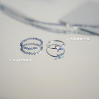 Rumeng natural tanzanite silver ring women's niche design, high-end temperament and versatile rumeng natural tanzanite broken silver ring no. 1 opening adjustable