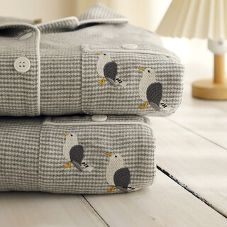 First search for couples pure cotton brushed simple high-end one man and one woman cartoon embroidery long-sleeved velvet suit home clothes gray women's s