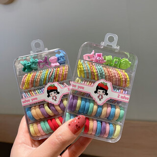 Garnbei's new candy-colored hair tie rubber band for children that does not hurt the hair, hair rope, girl's box, hair tie, baby hair rope headdress, sweet color box set, 1 piece