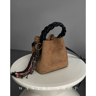 Yusenyi commuting bucket bag autumn and winter exquisite vegetable basket texture work miscellaneous handbag women's bag brown photo take to send pendant