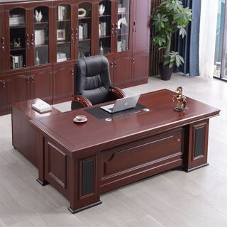 Boss desk desk manager desk president desk new chinese style supervisor desk and chair combination office furniture executive desk 239# (straight edge) 1.6 meters single table without side cabinets