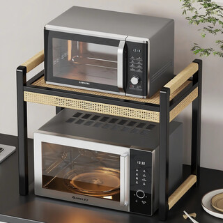 Aomingyuan kitchen microwave storage rack countertop solid wood layered storage rack oven air fryer multifunctional storage rack walnut large imported solid wood