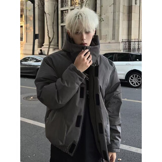 The american winter niche deconstructed hooded cotton coat jacket for men and women, autumn and winter trendy brand design, loose cotton coat for men, gray xl, store priority delivery 125-140jin jin equals 0.5 kg loose