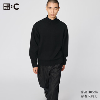 Uniqlo cooperation model/men's and women's turtleneck sweaters/long-sleeved sweaters 25 autumn and winter new styles 479733 09 black l /175/100a