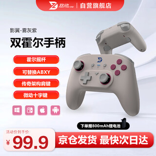 Actuating shadow wing y wireless game controller hall rocker mechanical buttons replaceable switch/switch2 pc computer mobile phone somatosensory ns fog gray purple