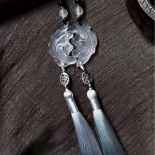 Gioio pisces jade pendant waist pendant 2025 new press-front pendant smart small fish ancient style hanfu accessories cheongsam decorative pendant press-front pair (cyan)