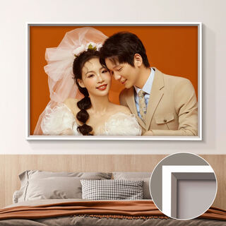 Yusenyi wedding photo frame hanging wall washed photo frame customized bedside wedding photo family portrait enlarged photo metal-aviation aluminum alloy-3d white border 2040*50cm universal ordinary express delivery