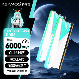 Keymos ddr5 chixiao baidi 6800 desktop 32g tianhe xuannv 6000 game e-sports 16gx2 chengying mecha 6400 memory stick c26/c28/c30 tianhe xuannv-morning blue-6000mhz-cl26 hailishi a 32gb 2 pieces (16gx2)
