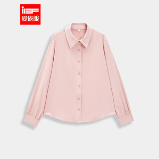 Ief/aiyifu 2025 new autumn korean style simple commuting temperament right shoulder casual versatile shirt top pink s