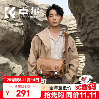 Zhuoer (k&f concept) messenger bag camera bag photography crossbody shoulder bag micro slr camera bag one machine and two lenses multi-functional retro original camera bag gobi brown