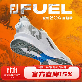 Footjoy golf shoes new men's shoes breathable spikeless shoes fj fuel lightweight golf shoes soft and easy to care 55446 white boa knob style 41 =7.5 size