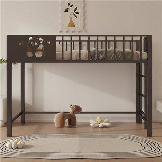 Jusi iron art children's half-height storage bed home children's bed small apartment half-height storage bed boys and girls single bed adult black right ladder 1000mm*1900mm