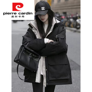 Pierre cardin workwear 90 white duck down black thickened parka 2025 winter new men's and women's jacket down jacket black xs 85-115jin jin is equal to 0.5 kg