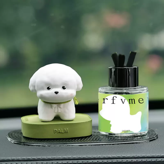 Yusenyi little milk dog car perfume fireless aromatherapy creative ornaments cute and lively center console decorative diffuser birthday gift green cute dog-perfume