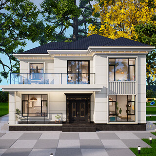 Ren yuanshu internet celebrity villa design drawings two-story simple european-style new rural self-built house construction renderings customized design (deposit consultation)