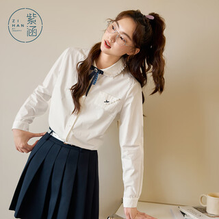 Zihan zihan lace edge doll collar long-sleeved shirt women's spring sweet college style inner corsage shirt white s