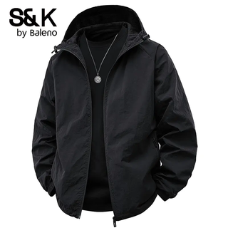 Baleno s&k series spring and autumn men's jacket 2025 new hooded light thick jacket outdoor mountaineering men's black 2xl