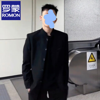 Romon new chinese-style tunic men's jacket, stand-up collar jacket for young and middle-aged people, suit, trendy jacket, four-season pass, black (single suit), high quality, ready for sale in seconds, l 115-130jin jin is equal to 0.5 kg
