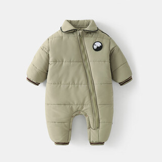 Yingyibei (yingyibei) korean winter baby velvet one-piece cotton coat for going out, thickened bodysuit, warm rompers for men and women, winter green 80cm 80