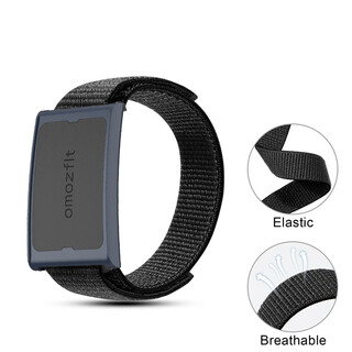 Wanfusheng is suitable for amazfit huami band helio strap, sports breathable long strap, helio smart watch strap with special nylon braided loop, black, suitable for amazfit huami helio