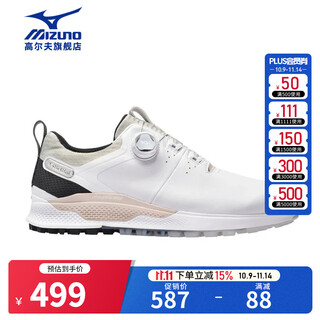 Mizuno (mizuno) golf shoes men's spring and summer new genem wg boa series non-slip waterproof spikeless shoes 51gq2305-91 white black 45 (275mm)