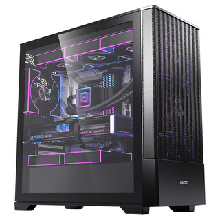 半岛铁盒（PADO）W3黑色游戏电脑台式机主机箱 （11风扇位强散热/360水冷/MATX主板/滑玻侧板/5槽PCIE/兼容5090）