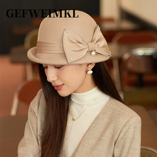 Gefweimkl merino wool fisherman hat for women in autumn and winter new style temperament woolen hat elegant and versatile small face hat for women beige m (56-58cm)