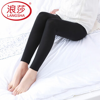 Langsha leggings, nine-point pants for outer wear in spring and autumn, high-waisted, slim and warm, seamless one-piece elastic pants, black, nine-point thin velvet pants, 1 pair, one size fits all, recommended 80 to 145 jin jin equals 0.5 kg