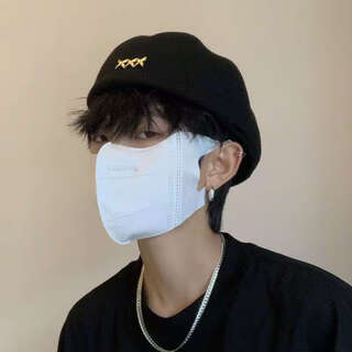 Gwanma hat winter men's woolen beret fashion trend forward hat octagonal hat painter hat woolen hat warm metal label beret black one size 56-58